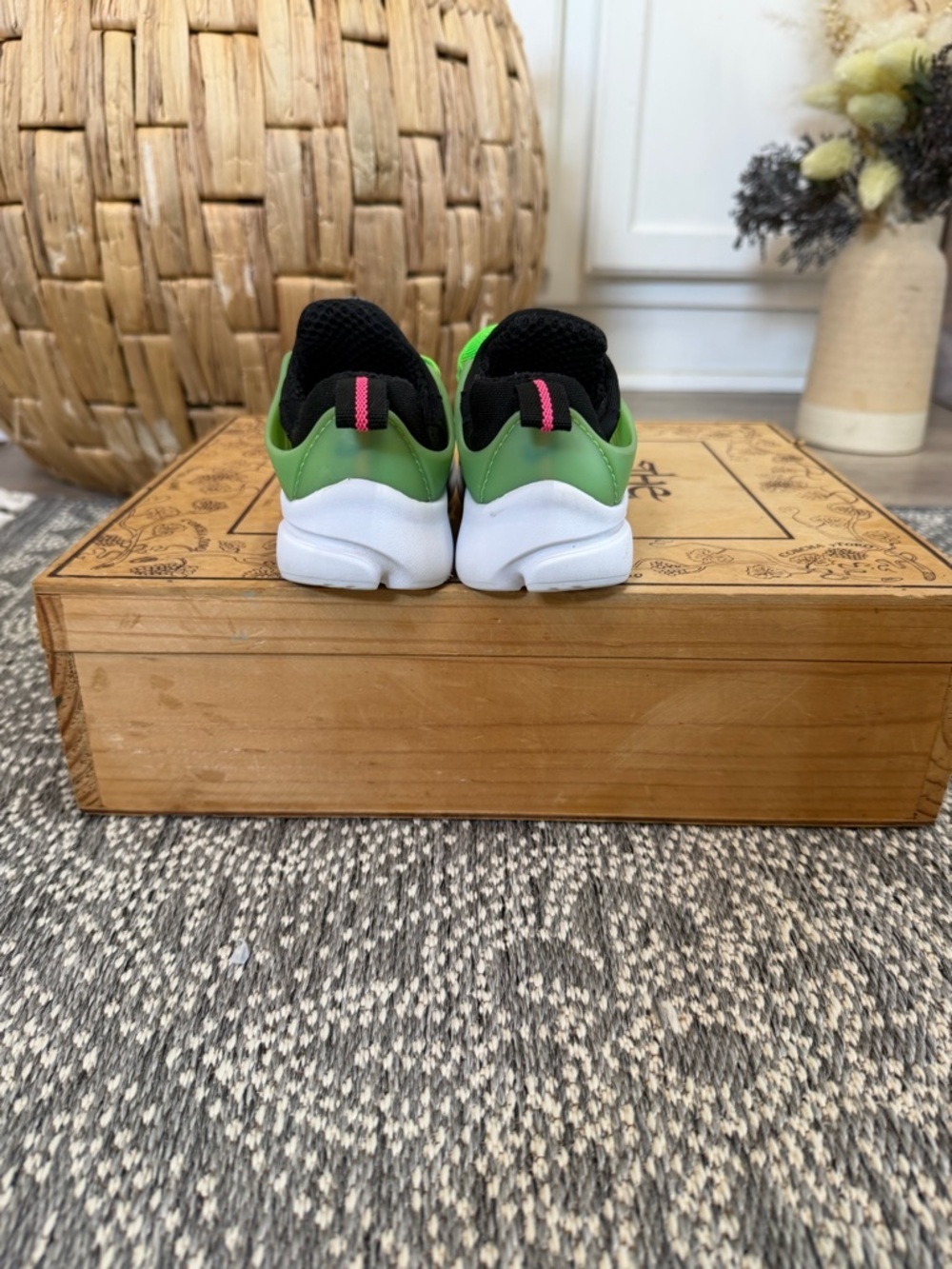 Nike Kids Black & Green Sneakers with Pink Swoosh - Picture 7 of 14